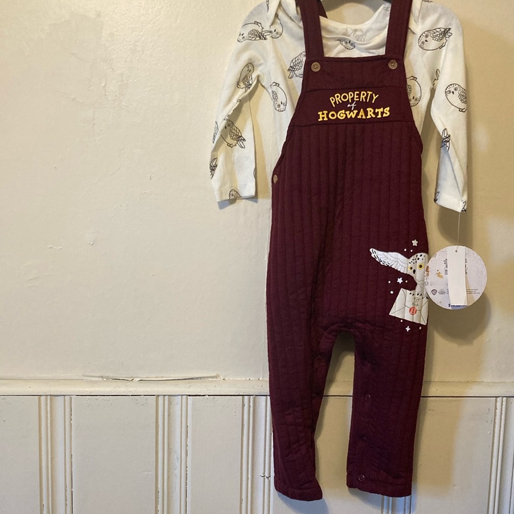 Hogwarts Maroon Overalls with Owl Design